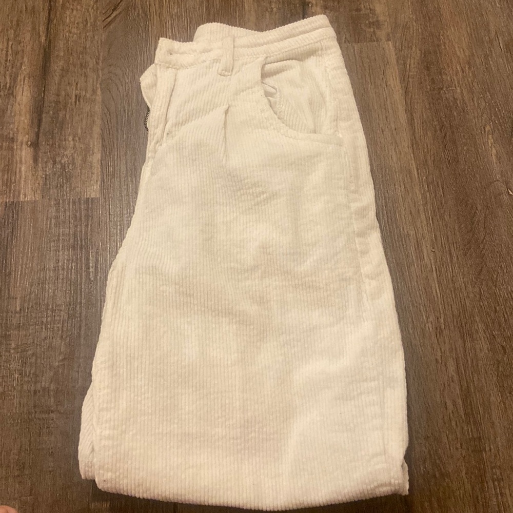 shein boyfriend straight leg pants Corduroy material